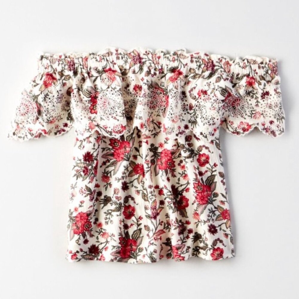 AE Off Shoulder Floral Ruffle Top - Picture 10 of 11